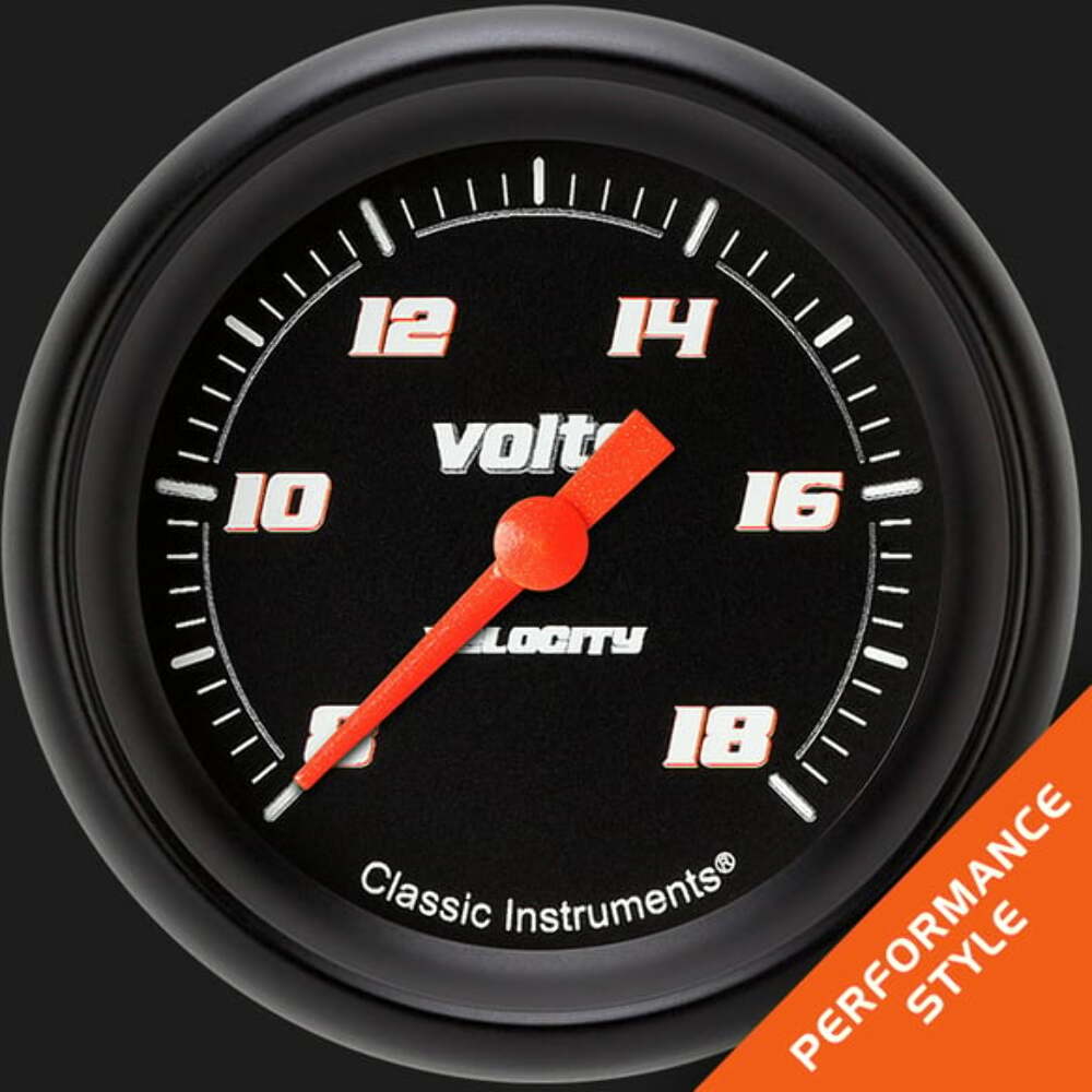 Classic Instruments Velocity Black2 5/8" Voltage Gauge VS330BBPF