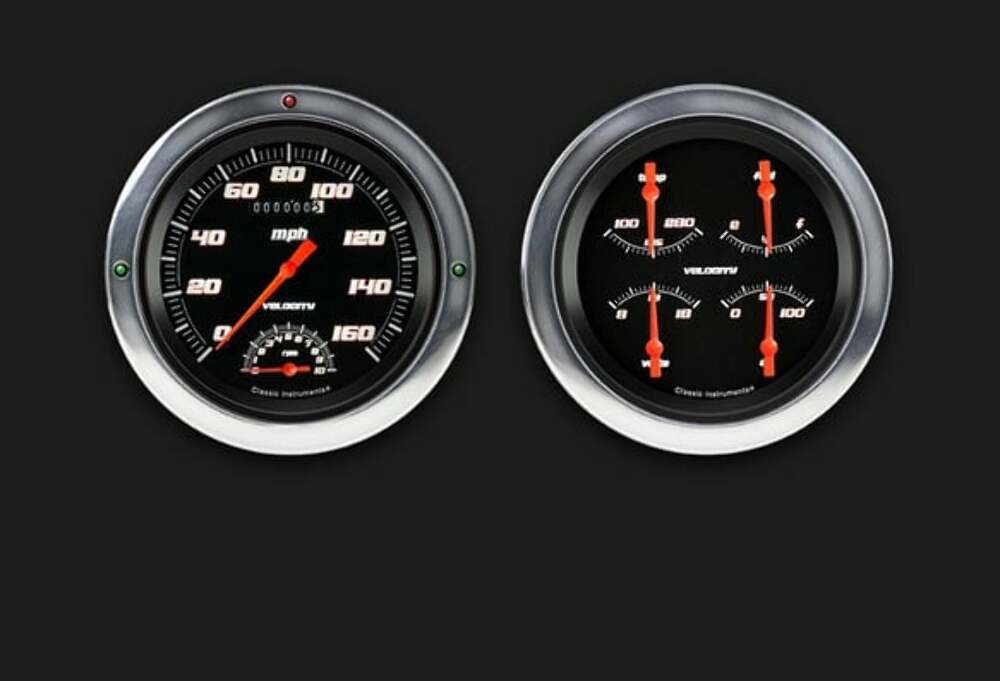 Velocity Series Black 1954-55 Chevy Truck Package w/ Speedtachular CT54VSB62 dash gauge cluster