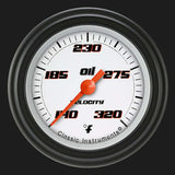 t Velocity White 2 1/8" Oil Temperature Gauge VS128WBLF Classic Instruments