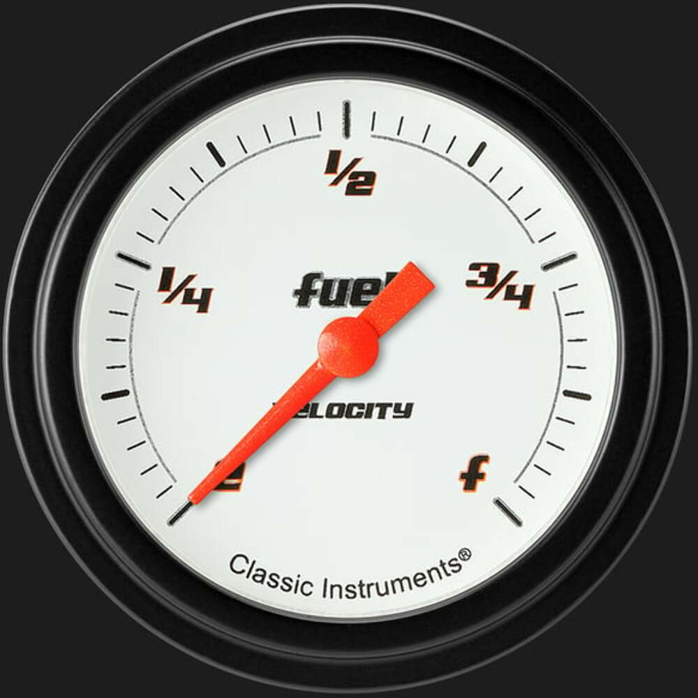 t Velocity White 2 5/8" Fuel Gauge VS309WBLF Classic Instruments
