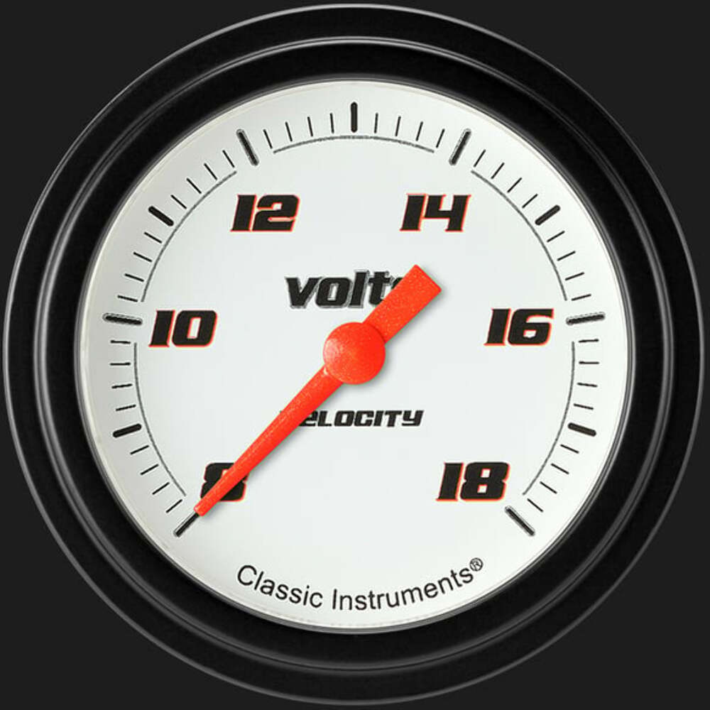 Velocity White 2 5/8" Voltage Gauge VS330WBLF