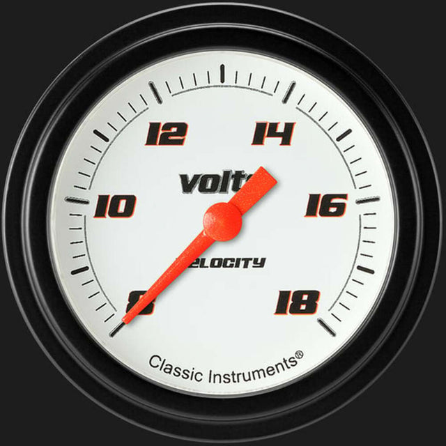 Velocity White 2 5/8" Voltage Gauge VS330WBLF