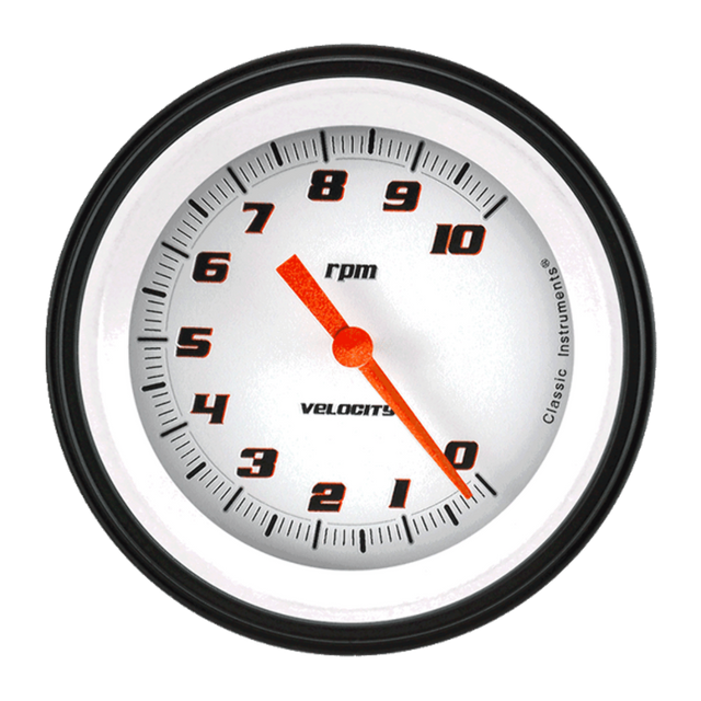 Velocity White 3 3/8" Tachometer VS10WBLF
