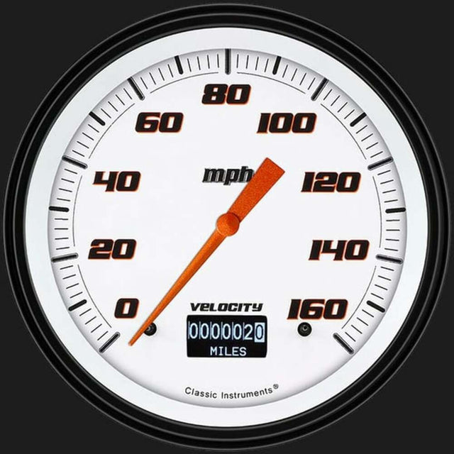 Velocity White 4 5/8" Speedometer with Information Screen VS56DWBLF