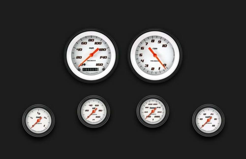 Velocity White Six Gauge Set 101 VS101WBLF