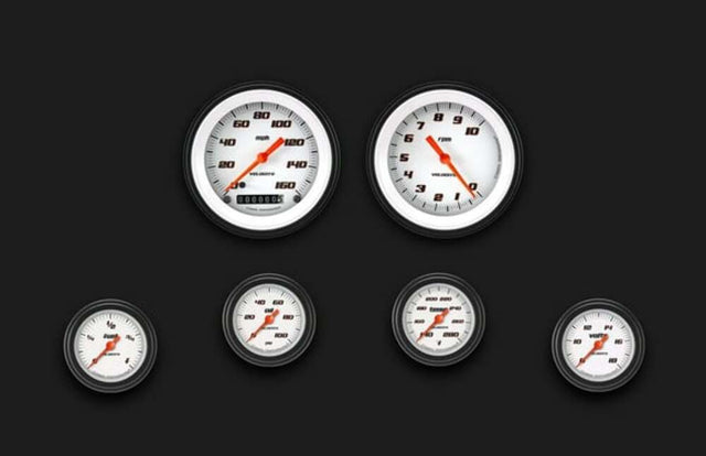 Velocity White Six Gauge Set 101 VS101WBLF