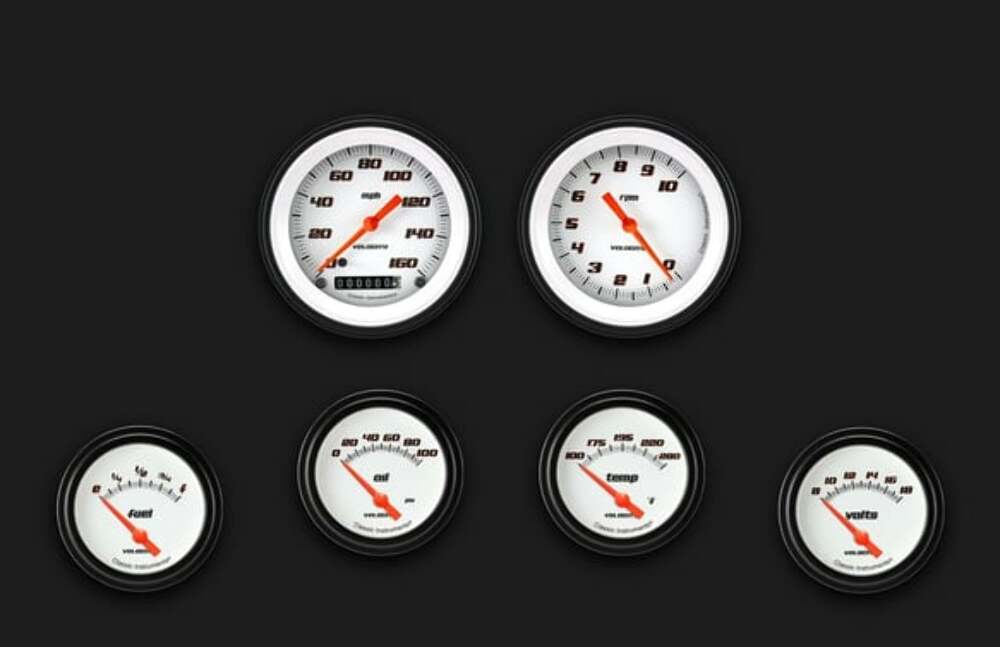 Velocity White Six Gauge Set 201 VS201WBLF