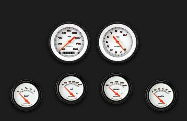 Velocity White Six Gauge Set 201 VS201WBLF