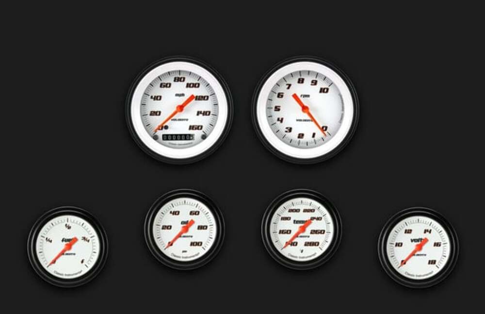 Velocity White Six Gauge Set 301 VS301WBLF