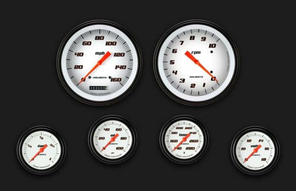 Velocity White Six Gauge Set 351 VS351WBLF