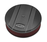Holley Vintage Series GM Licensed Air Cleaner - Satin Black Machined - 120-172 for Chevy black aluminum