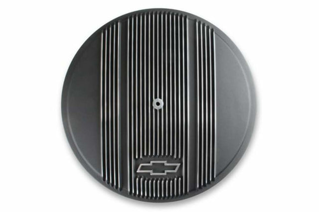 Holley Vintage Series GM Licensed Air Cleaner - Satin Black Machined - 120-173 for Chevy black aluminum