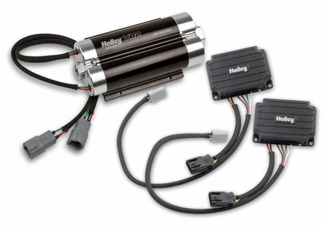 Holley VR2 Brushless Fuel Pump w/Controller-Dual 10AN Inlet - 12-3000-2 black aluminum