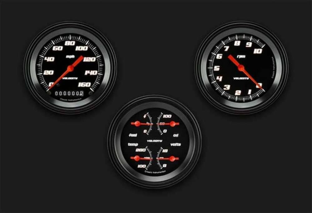 t Velocity Black Series Three Gauge Set VS03BBLF Classic Instruments