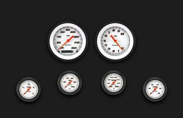 Velocity White Six Gauge Set 101 VS101WBLF