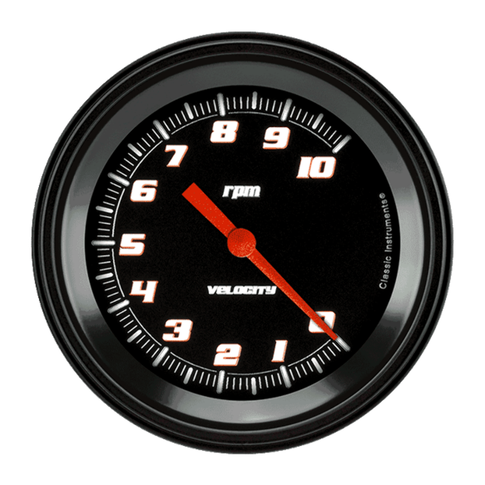 t Velocity Black 3 3/8" Tachometer VS10BBLF Classic Instruments