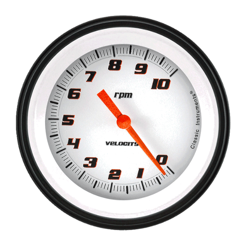 Velocity White 3 3/8" Tachometer VS10WBLF