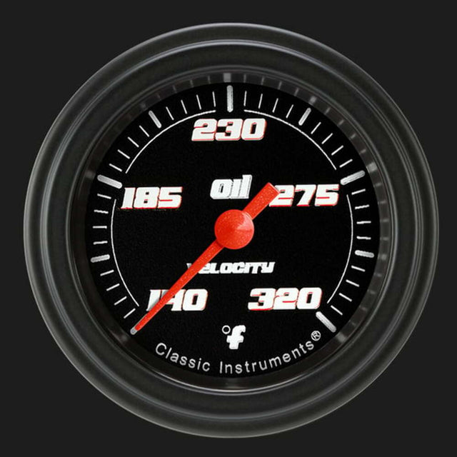Velocity Black 2 1/8" Oil Temperature Gauge VS128BBLF