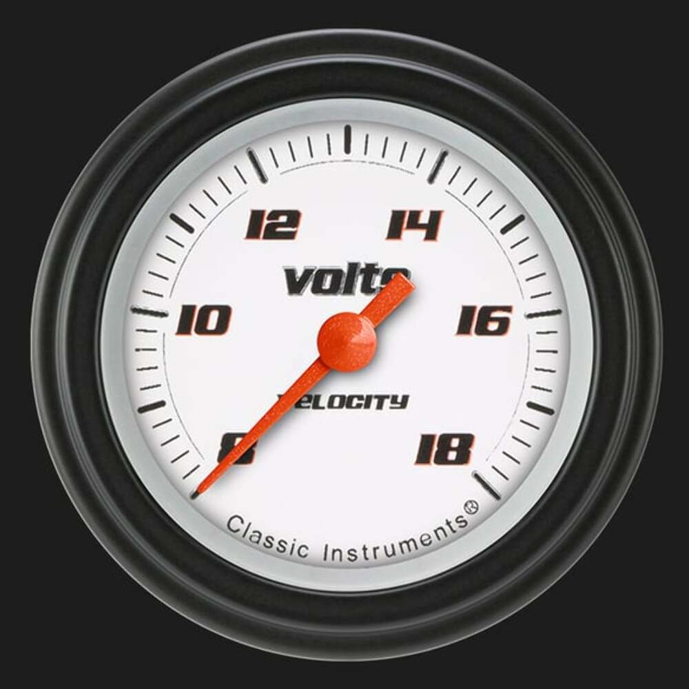 t Velocity White 2 1/8" Voltage Gauge VS130WBLF Classic Instruments