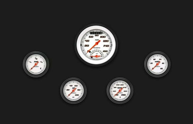 Velocity White Five Gauge Set 135 VS135WBLF