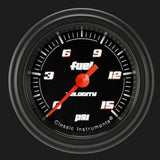 Velocity Black 2 1/8" Fuel Pressure Gauge, 15 psi VS145BBLF