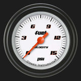 Velocity White 2 1/8" Fuel Pressure Gauge, 15 psi VS145WBLF