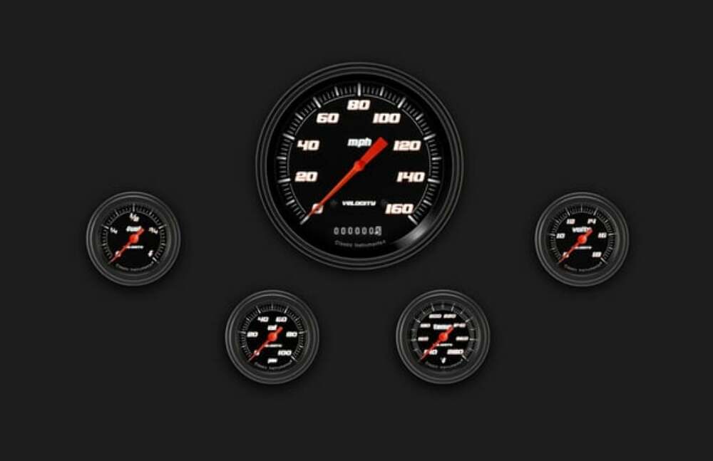 Velocity Black Five Gauge Set 154 VS154BBLF