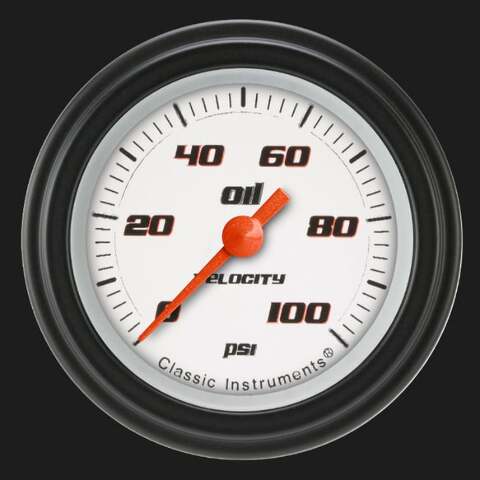 Velocity White 2 1/8" Oil Pressure Gauge VS181WBLF