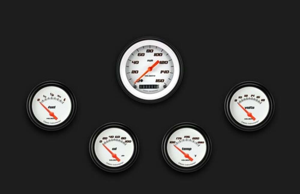 Velocity White Five Gauge Set 200 VS200WBLF