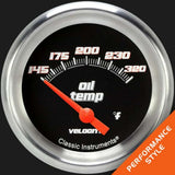 Velocity Black 2 5/8" Oil Temperature Gauge VS228BAPF