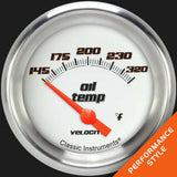 Velocity White 2 5/8" Oil Temperature Gauge VS228WAPF