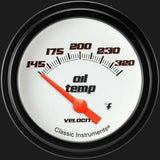 Velocity White 2 5/8" Oil Temperature Gauge VS228WBLF