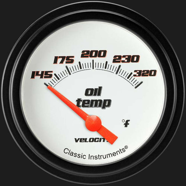 Velocity White 2 5/8" Oil Temperature Gauge VS228WBLF