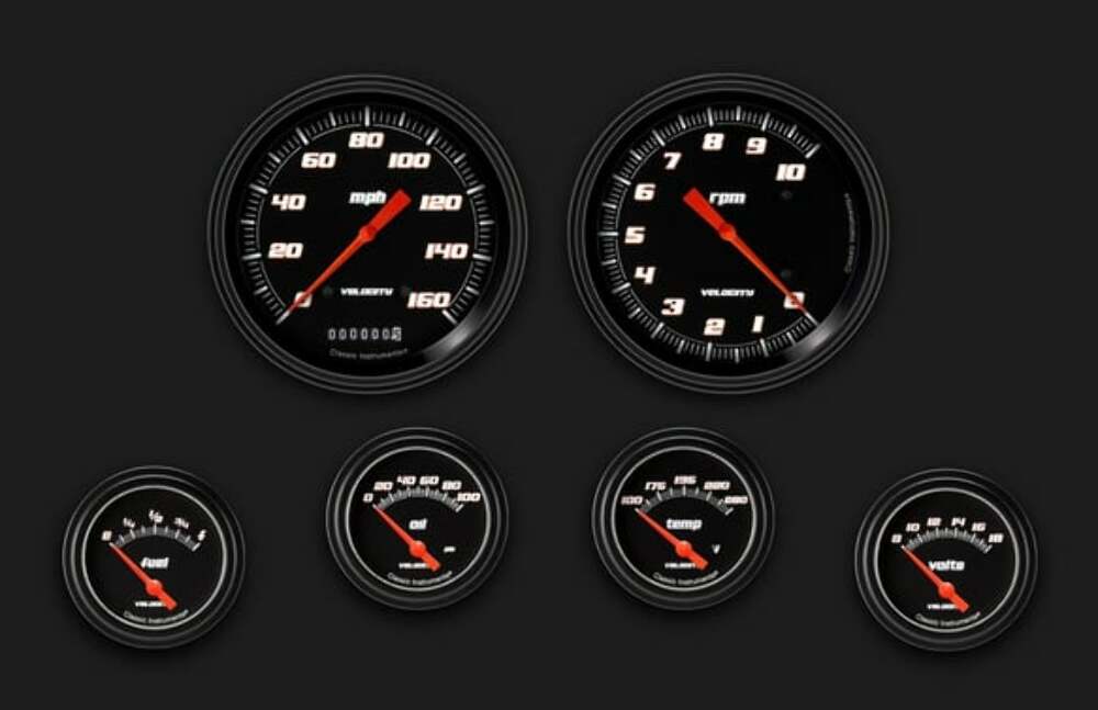 t Velocity Black Six Gauge Set 251 VS251BBLF Classic Instruments
