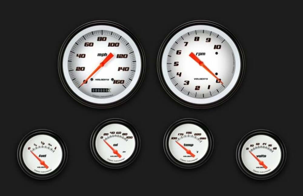Velocity White Six Gauge Set 251 VS251WBLF