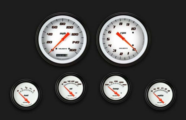Velocity White Six Gauge Set 251 VS251WBLF