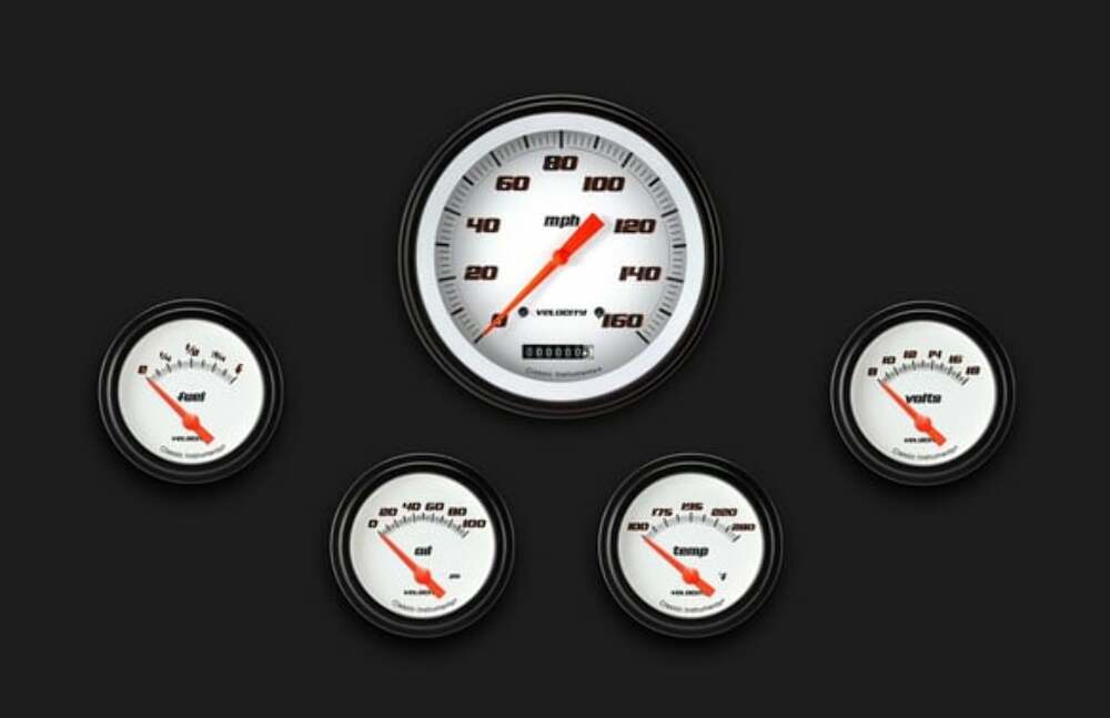 Velocity White Five Gauge Set 254 VS254WBLF