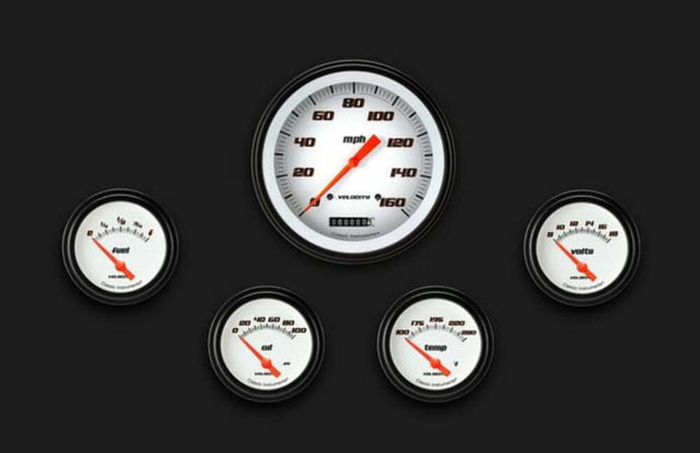 Velocity White Five Gauge Set 254 VS254WBLF