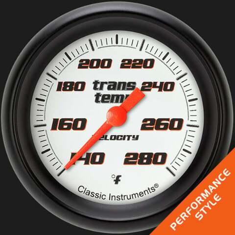 Velocity White 2 5/8" Transmission Temperature Gauge VS327WBPF