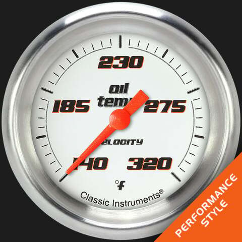 Velocity White 2 5/8" Oil Temperature Gauge VS328WAPF