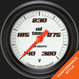 Velocity White 2 5/8" Oil Temperature Gauge VS328WBPF