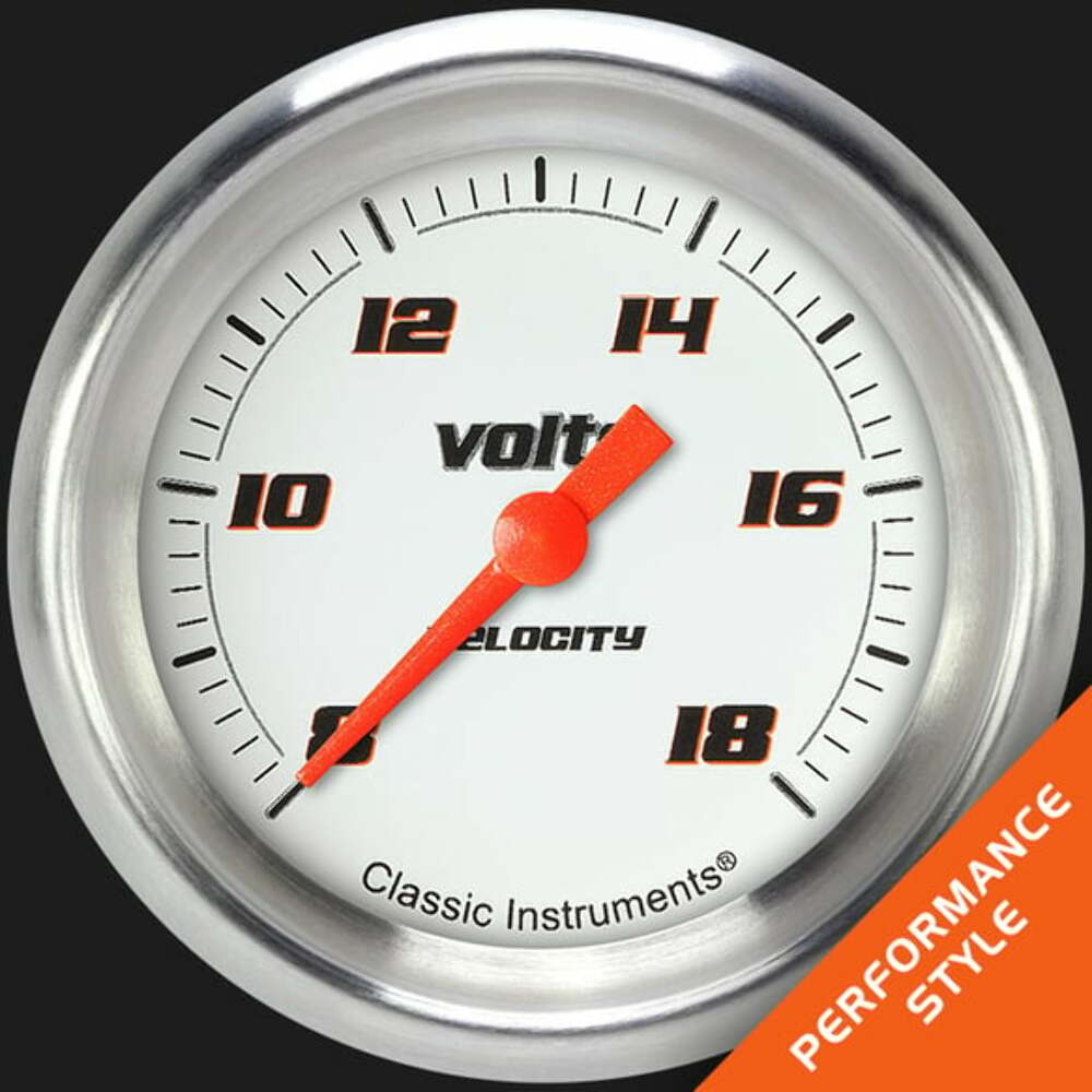 t Velocity White 2 5/8" Voltage Gauge VS330WAPF Classic Instruments