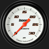 Velocity White 2 5/8" Boost Gauge, 30 psi VS342WBLF