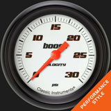 Velocity White 2 5/8" Boost Gauge, 30 psi VS342WBPF