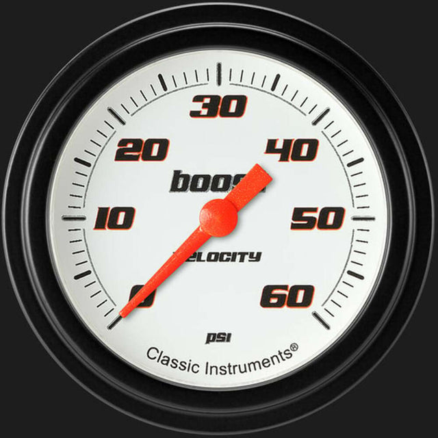 Velocity White 2 5/8" Boost Gauge, 60 psi VS343WBLF