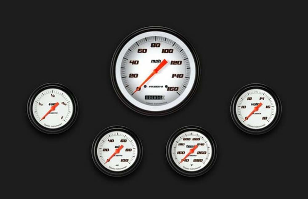 Velocity White Five Gauge Set 354 VS354WBLF