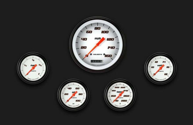 Velocity White Five Gauge Set 354 VS354WBLF