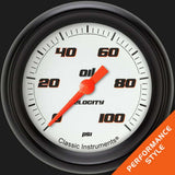 Velocity White 2 5/8" Oil Pressure Gauge VS381WBPF