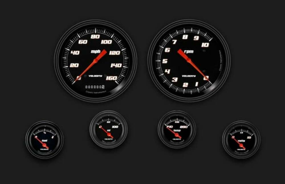 Velocity Black Six Gauge Set 51 VS51BBLF