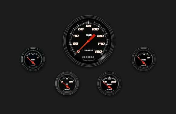 Velocity Black Five Gauge Set 54 VS54BBLF